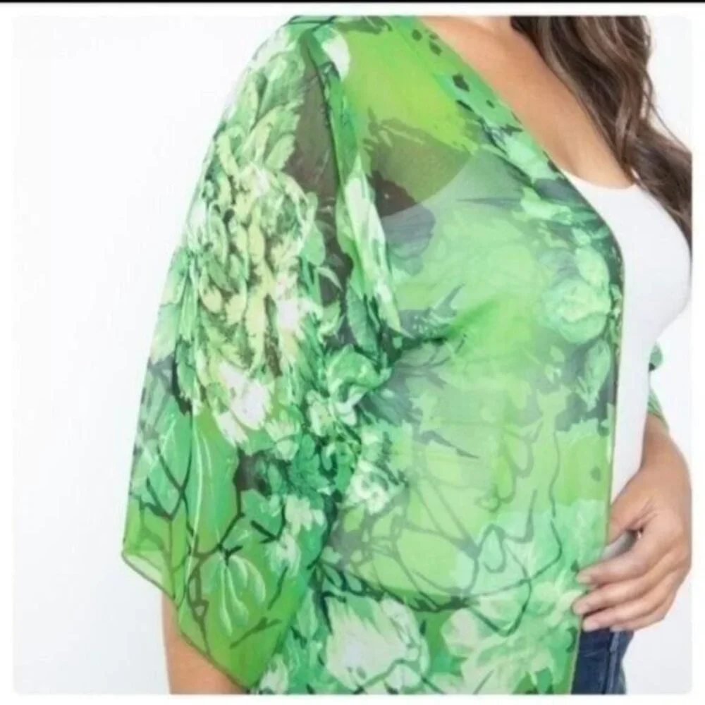 GREEN PAISLEY KIMONO-PLUS SIZE- ONE SIZE.   NEW - Picture 4 of 4